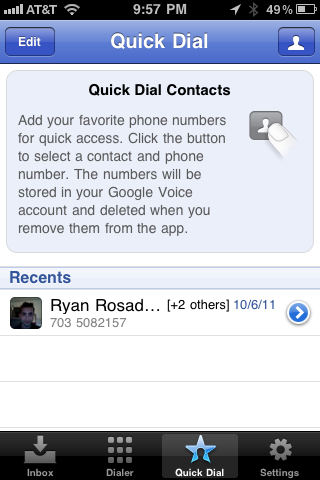 Google Voice Mobile App Screenshot