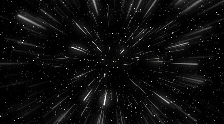 Hyperspace lights giving Star Wars vibes.