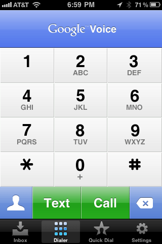 Google Voice Mobile App Screenshot